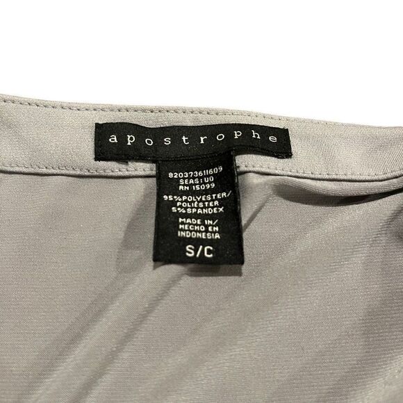 Apostrophe Gray V-Neck Batwing Sleeve Wrap Blouse Women’s Small - Picture 3 of 3